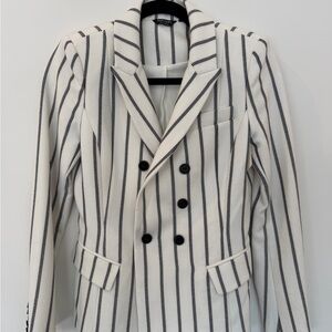 Marciano White Blazer with Black Stripes